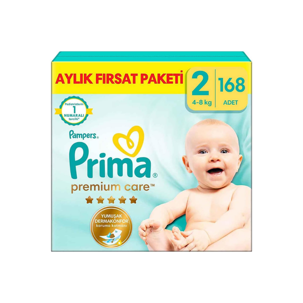 Prima Bebek Bezi Premium Care 2 Numara 168 Adet Aylık Fırsat Paketi