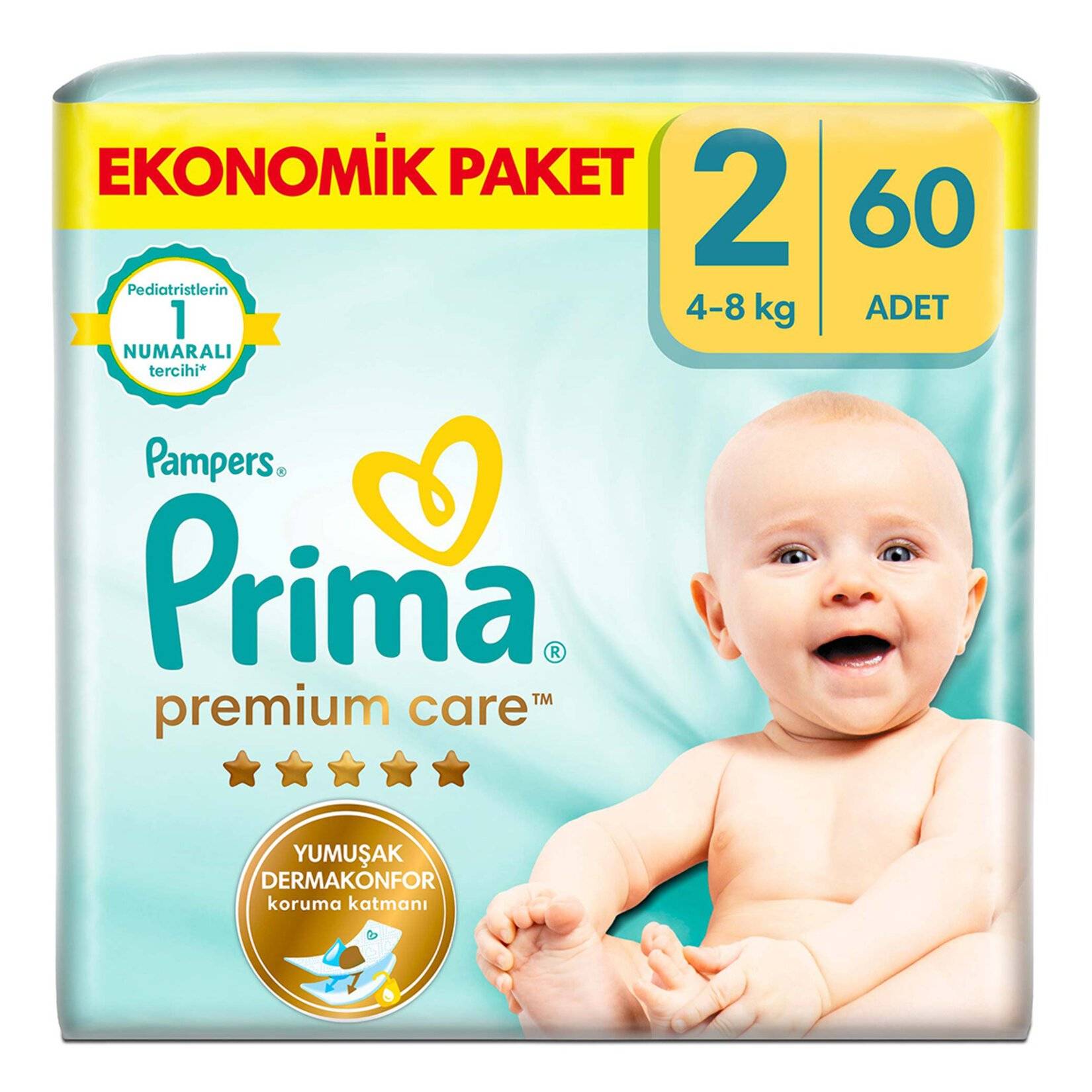 Prima Premium Care 2 Numara Mini 60'lı Bebek Bezi