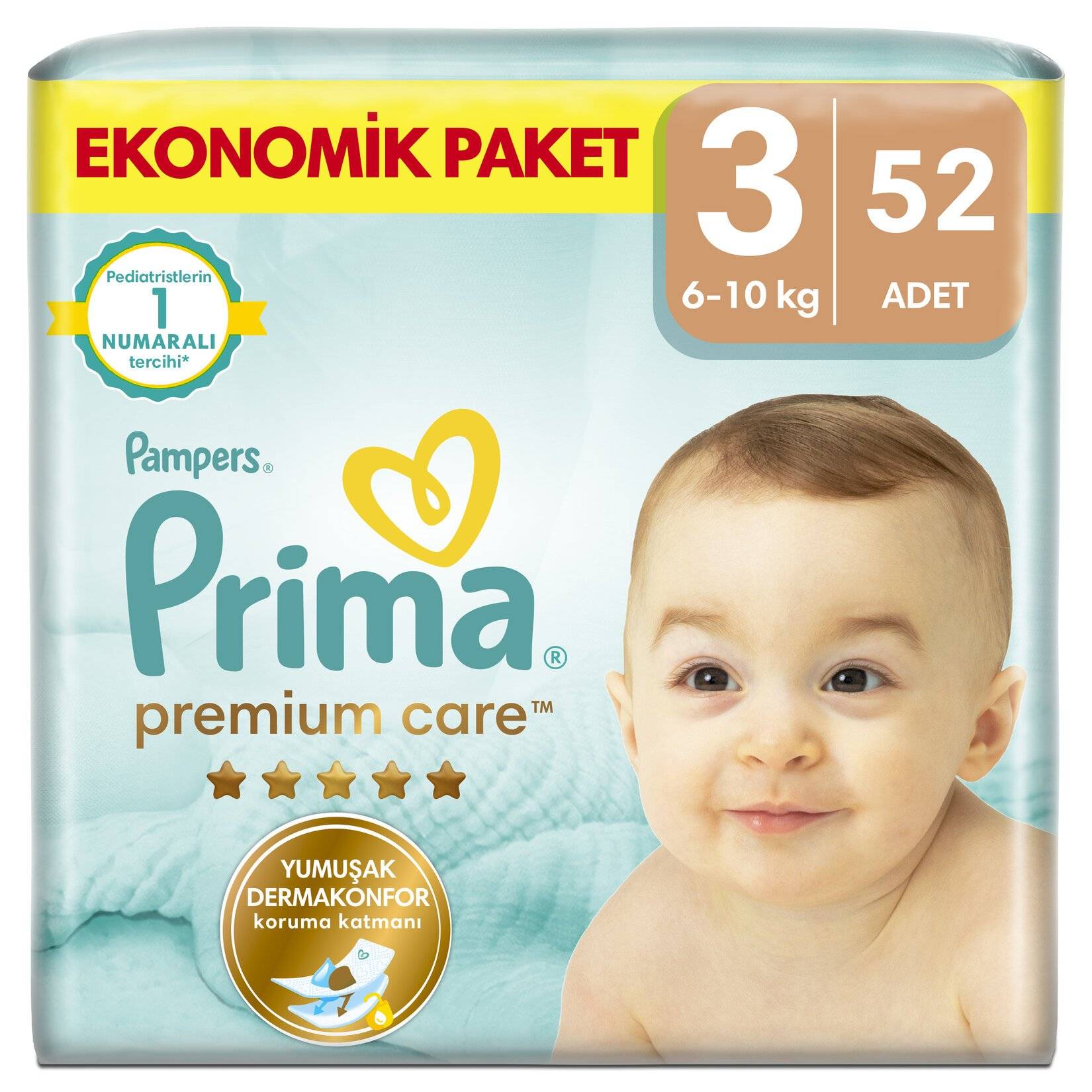 Prima Premium Care 3 Numara Midi 52'li Bebek Bezi
