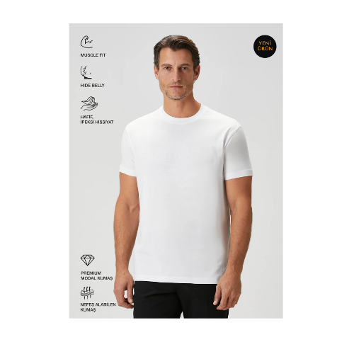 Qsimple Muscle Up Fit Tişört - Beyaz