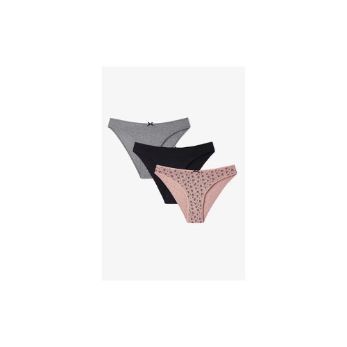 Renkli Black Flower 3'lü Pamuklu Slip Külot