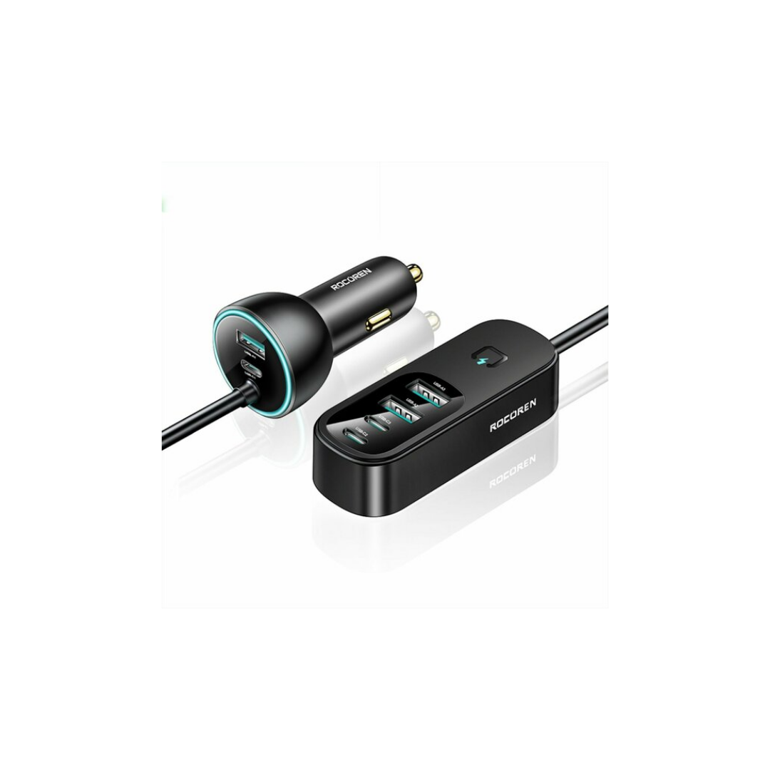 Rocoren 105W 6 Portlu Uzatma Kablolu 3*USB-A 3*Type-C Araç içi Hızlı Şarj Cihazı