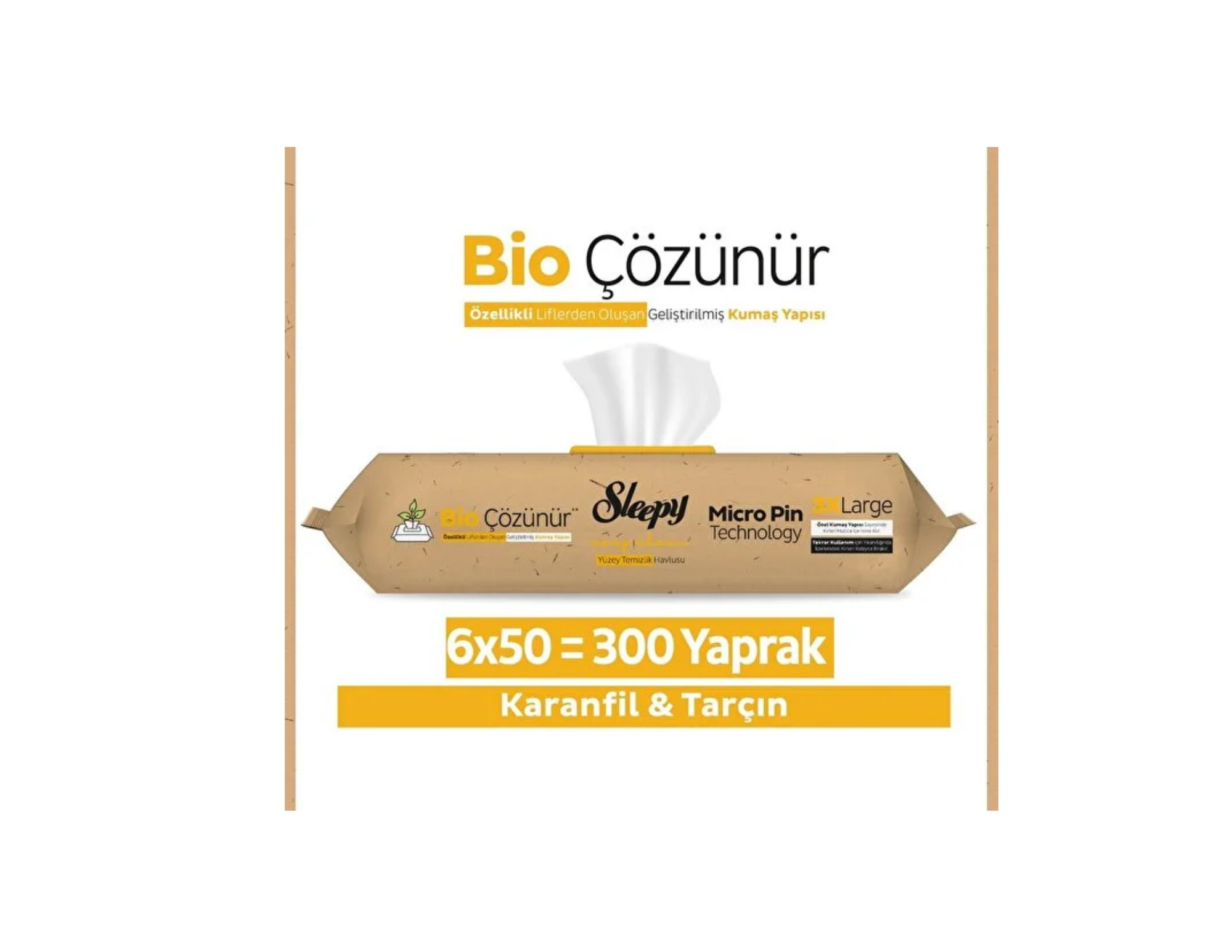 Sleepy Bio Çözünür Yüzey Temizlik Havlusu Karanfil&Tarçın 6x50 (300 Yaprak) thumbnail
