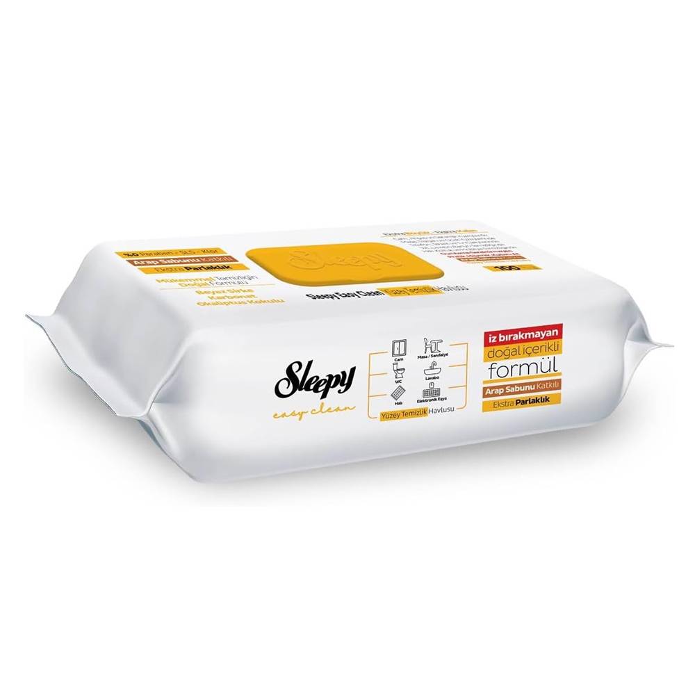 Sleepy Easy Clean Arap Sabunu Katkılı Yüzey Temizlik Havlusu 100 Yaprak