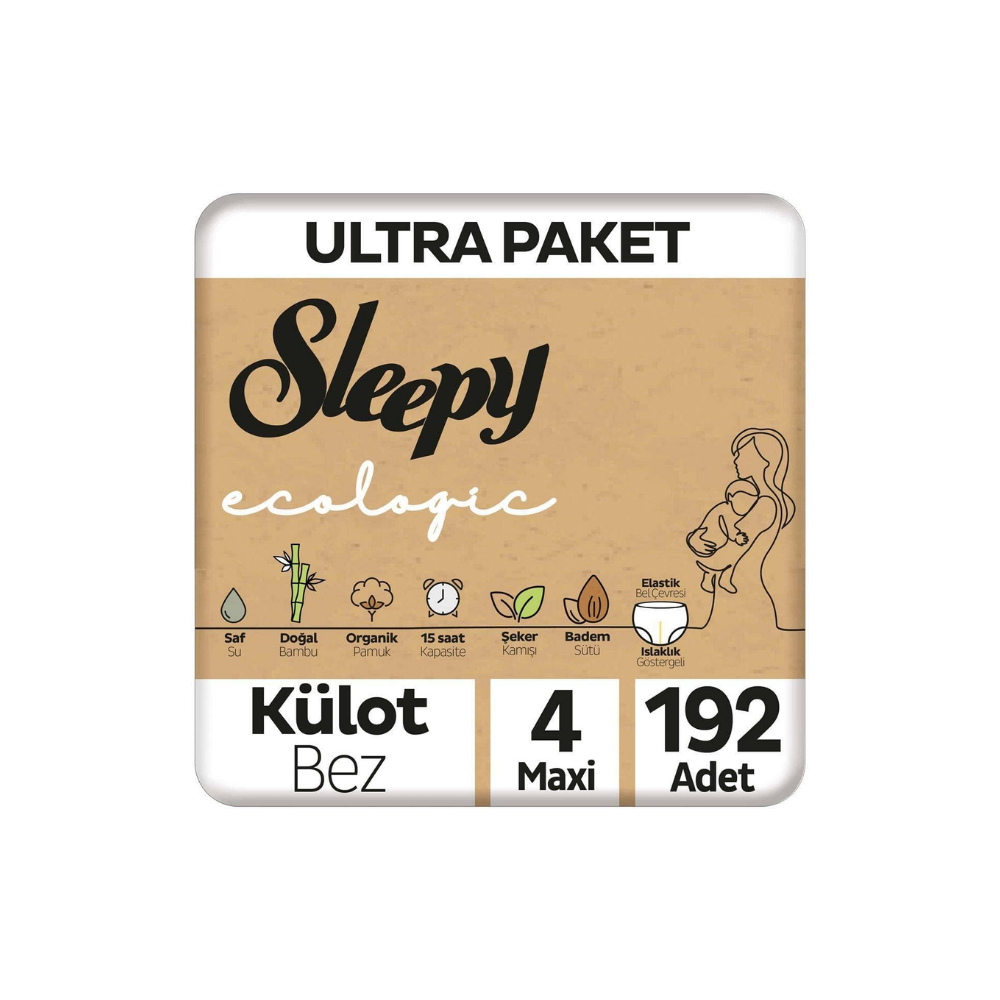 Sleepy Ecologic Ultra Paket Külot Bez 4 Numara Maxi 192 Adet thumbnail