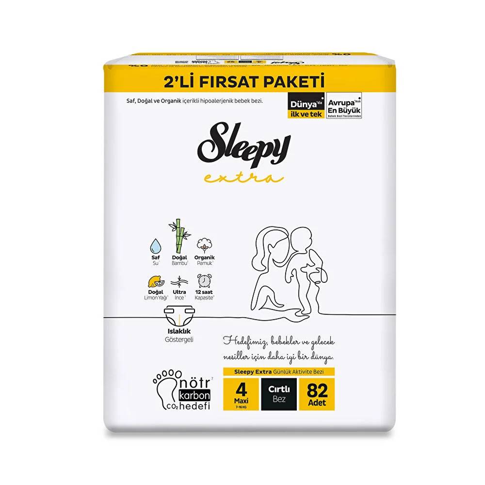 Sleepy Extra Bebek Bezi 4 Beden 82 Adet