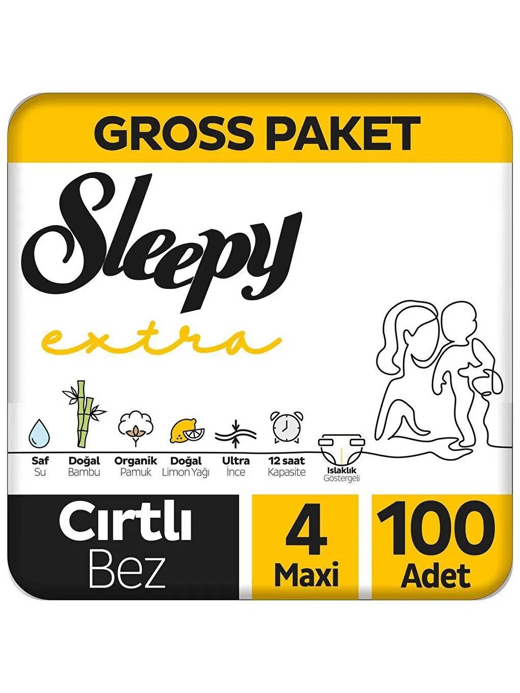 Sleepy Extra Günlük Aktivite 4 Numara Maxi 100'lü Bebek Bezi