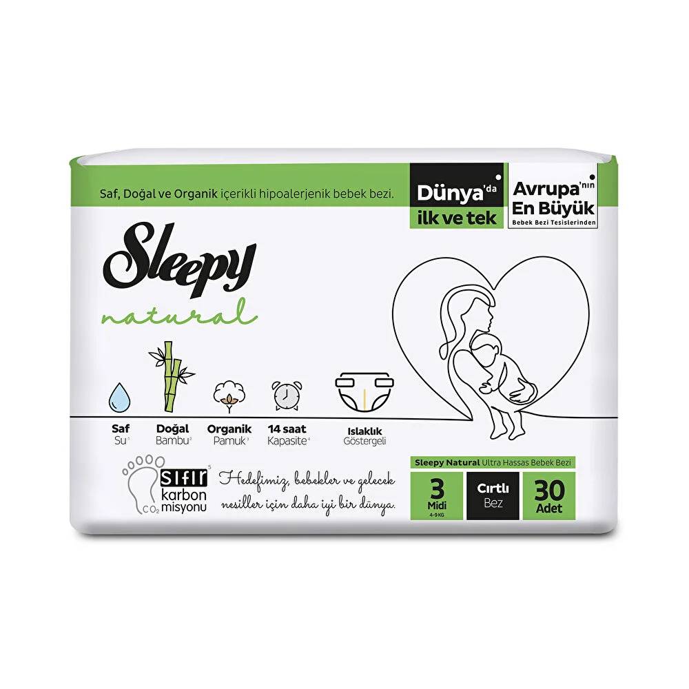 Sleepy Natural 3 Beden Bebek Bezi 4-9 kg 30 Adet