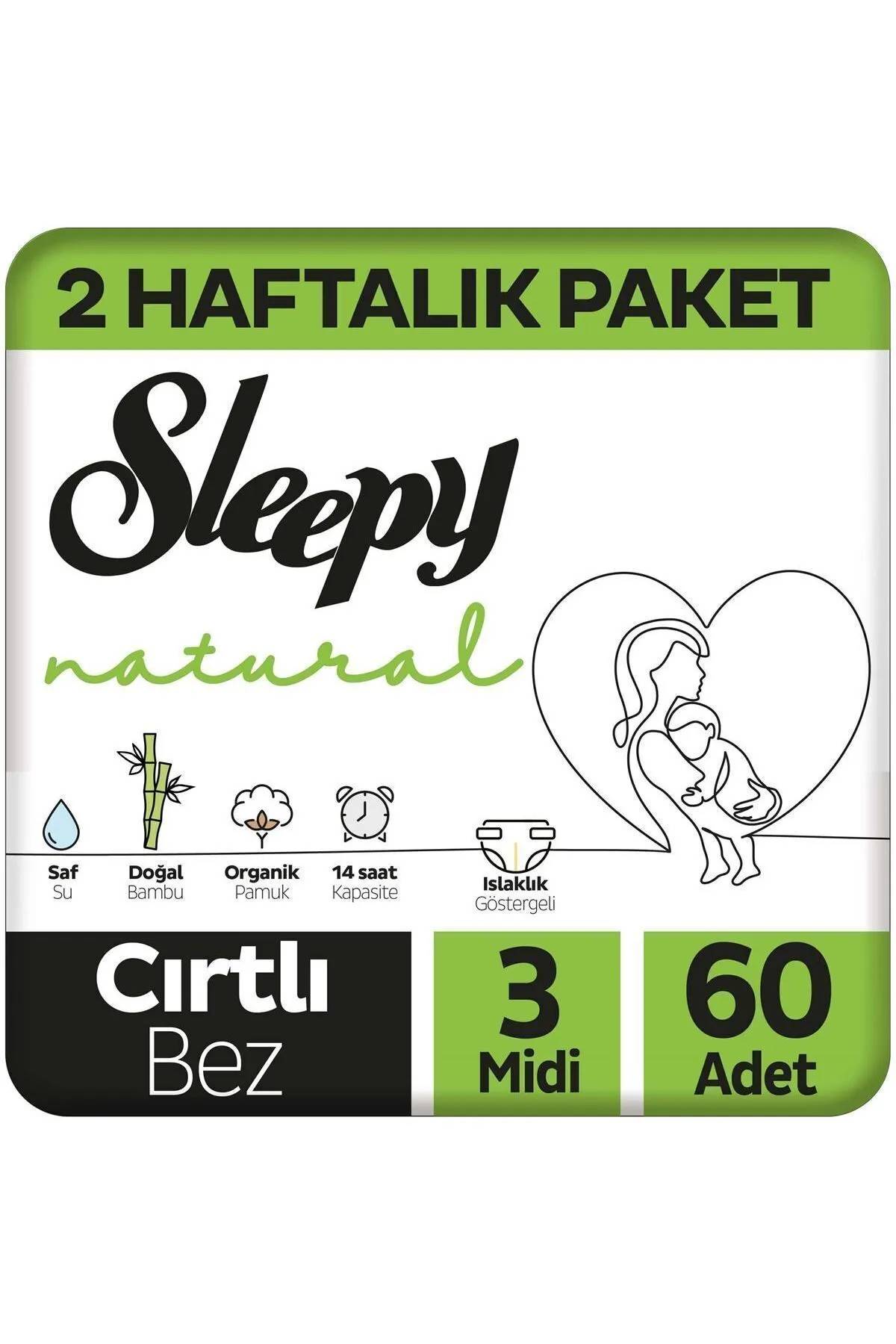 Sleepy Natural Bebek Bezi 2'li Fırsat Paketi 3 Beden 60 Adet
