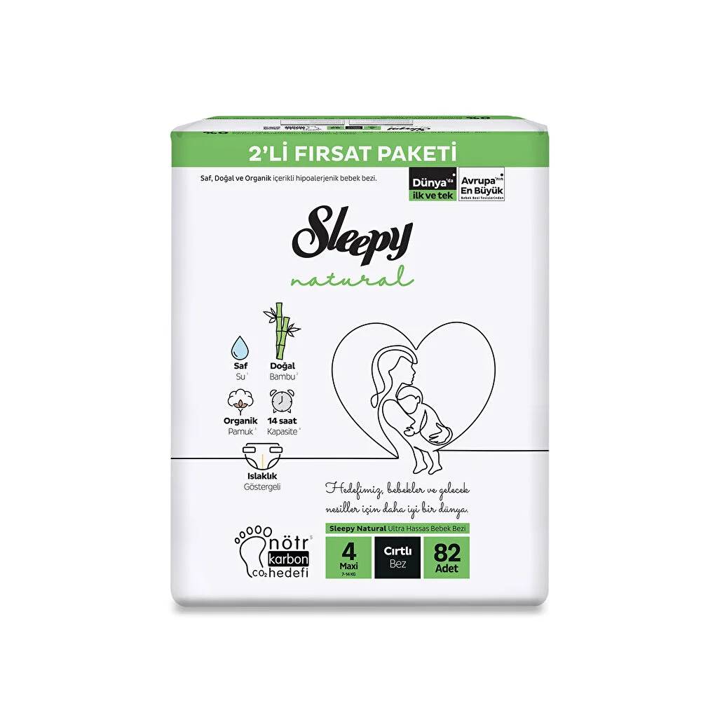 Sleepy Natural Bebek Bezi Fırsat Paketi 4 Beden 82 Adet