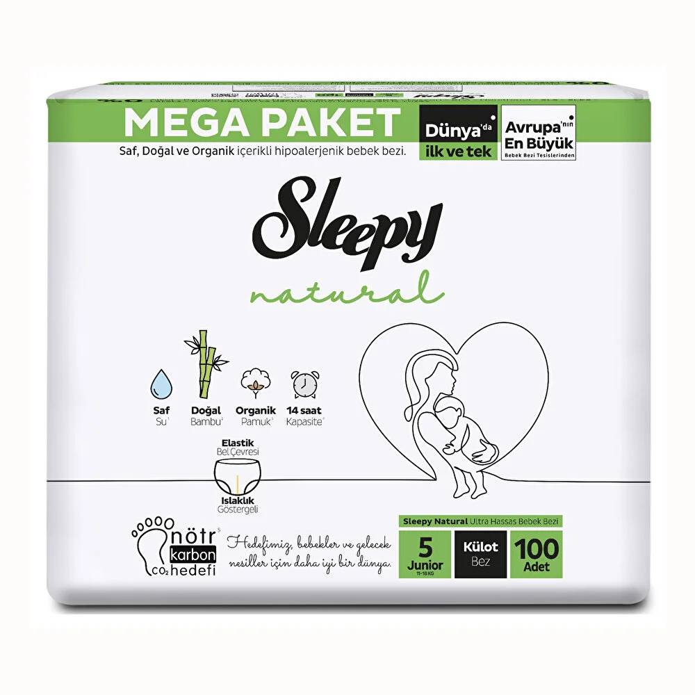 Sleepy Natural Külot Bez Mega Fırsat Paketi 5 Beden 100 Adet