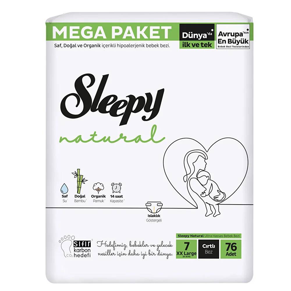 Sleepy Natural Mega Fırsat Paketi XX Large 7 Beden Bebek Bezi 76 Adet thumbnail