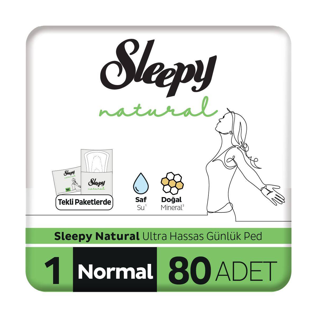 Sleepy Natural Ultra Hassas Günlük Ped Normal 80 Adet Ped thumbnail