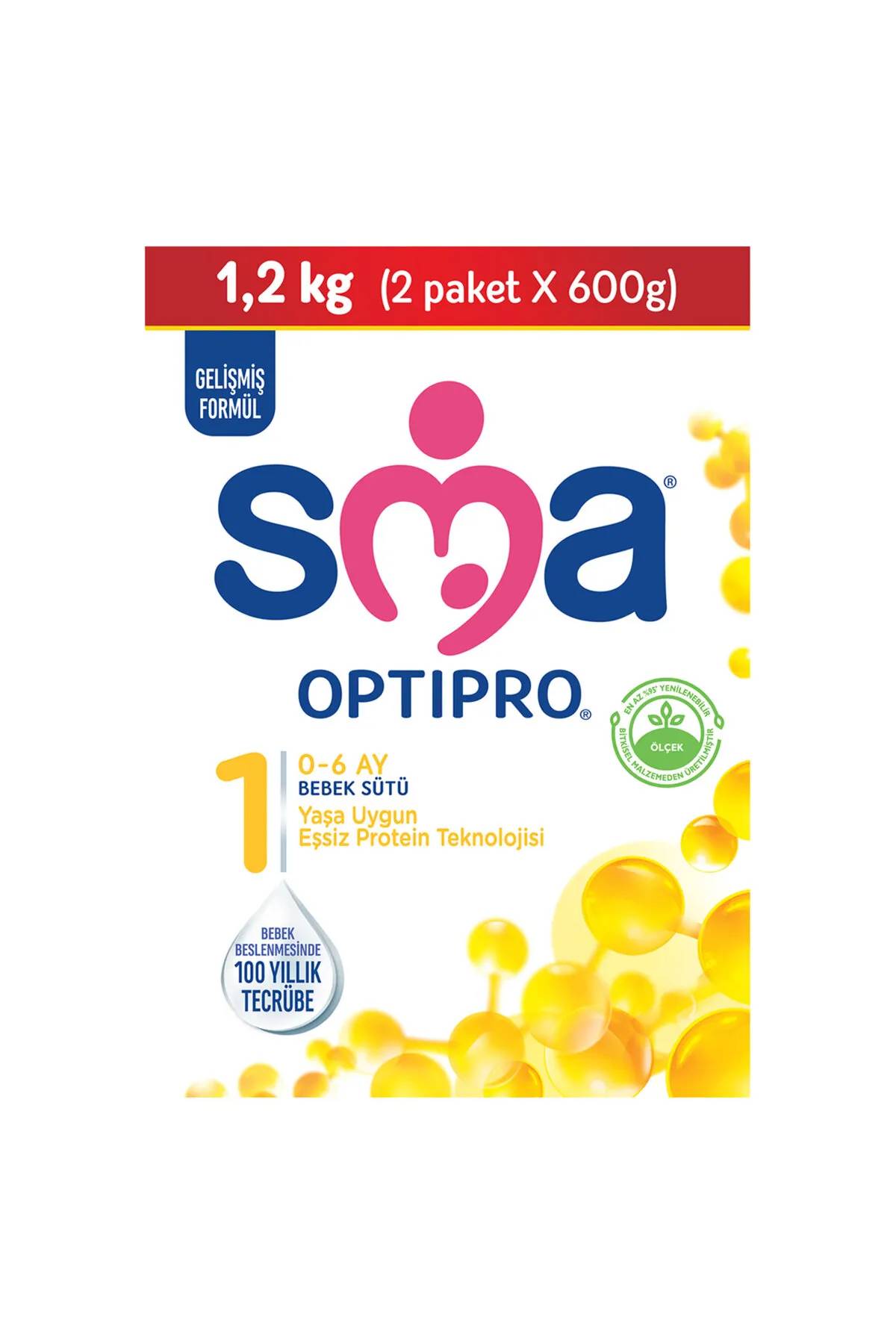 SMA Optipro 1 1200 gr (2X600g) / 0-6 Ay Bebek Sütü 1