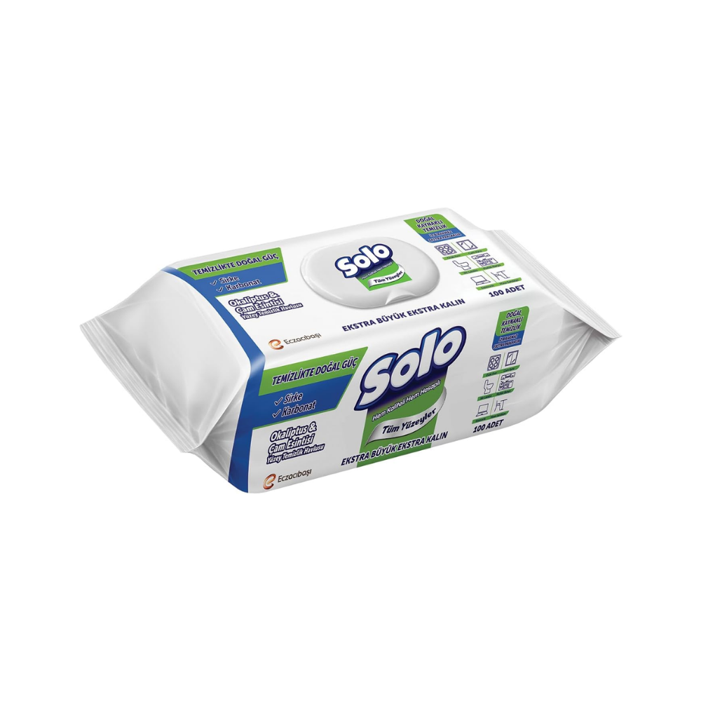 SOLO Yüzey Temizleme Mendili Doğal Güç Okaliptus & Çam, 100 Yaprak thumbnail