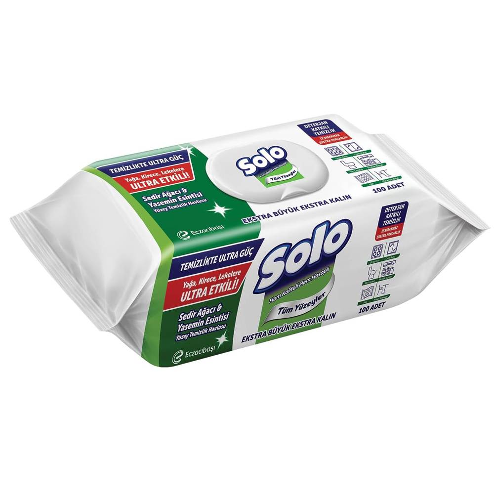 SOLO Yüzey Temizleme Mendili Ultra Güç Sedir & Yasemin 100 Yaprak