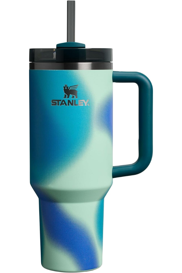 Stanley Quencher Pipetli Termos Bardak, 1.18 Litre, Turkuaz Desenli (Coastal Teal)