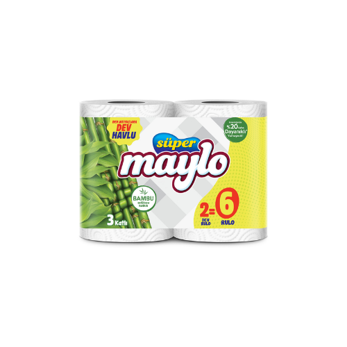 Süper Maylo Bambu Katkılı Dev Havlu 2=6 Rulo