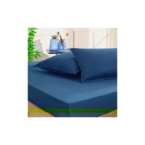 Taç Color Dreams Saten Çift Kişilik Çarşaf Seti Lacivert