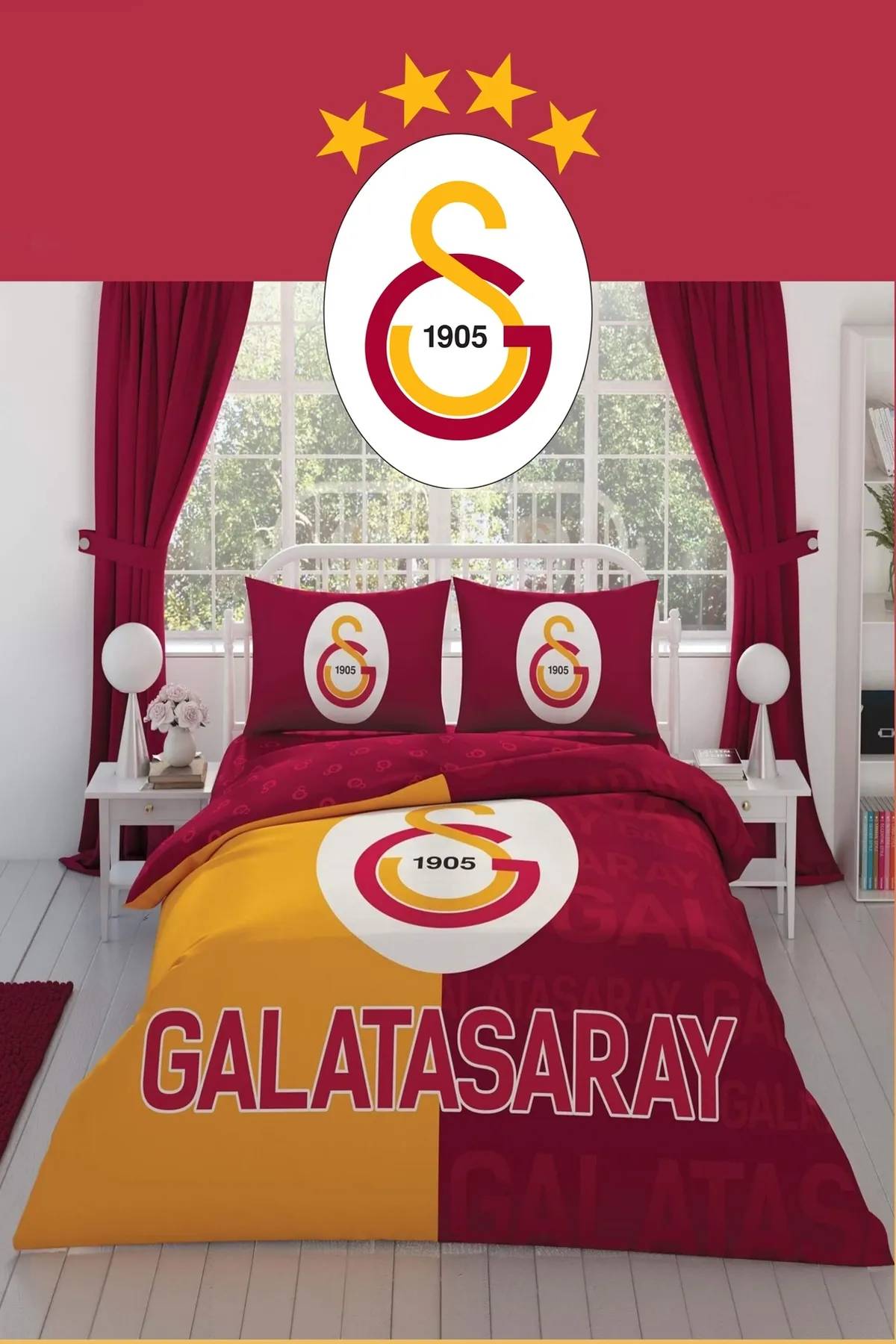 Taç Lisanslı Galatasaray Parçalı Logo Pamuk Çift Kişilik Nevresim Takımı Lisanslı thumbnail