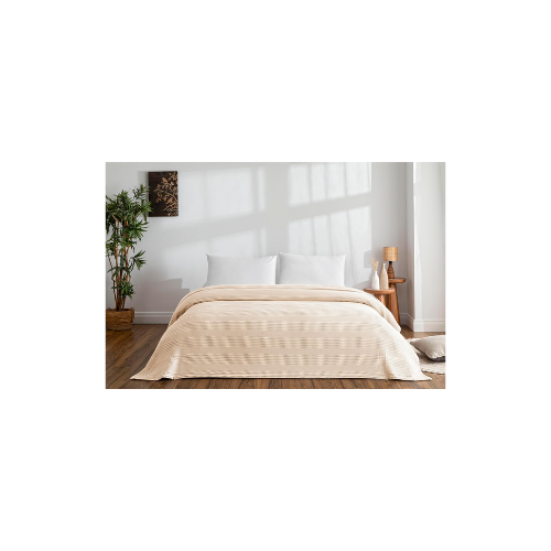 Taç Monet Pamuk Çift Kişilik Pike Kremrengi