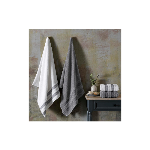 Taç Velvet Pure Pamuk Hamam Set Beyaz Antrasit