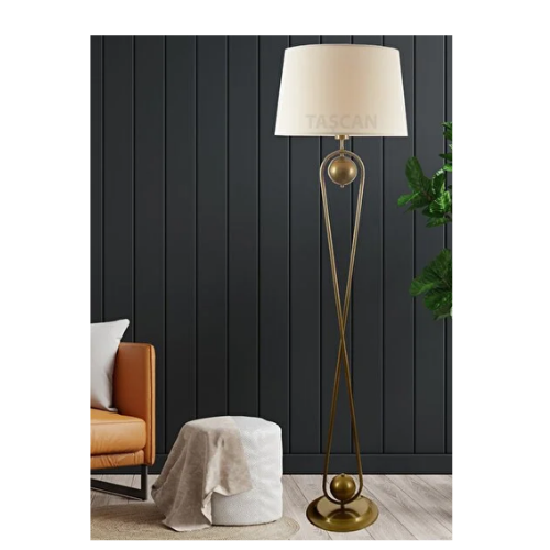 Taşcan Aydınlatma Delhi Tekli Eskitme Lambader-Krem Şapkalı