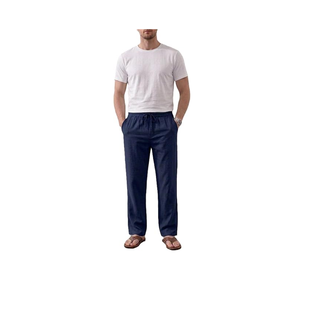 TheSeason Erkek Pamuklu Keten Görünümlü Beli Bağcıklı Relaxed Fit Yazlık Pantolon