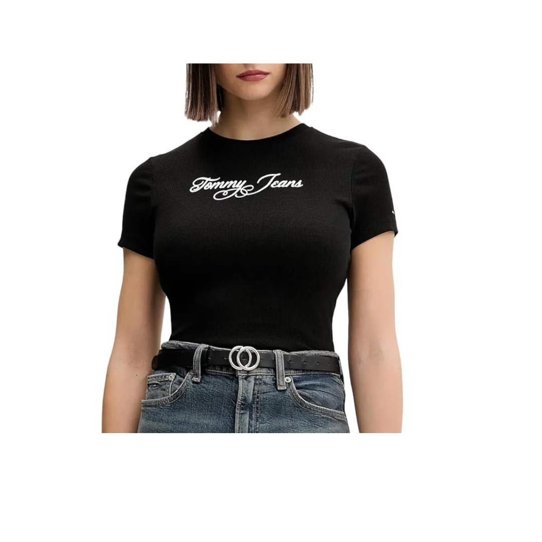 Tommy Hilfiger TJW SLIM ESS LOGO 1 RIB TEE EXT T-shirt Kadın