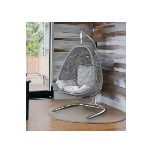 Tu Tienda (135*135)Armut Salıncak Tek Kişilik Makrome Ip Örgü Bahçe Balkon Ev Salıncağı GRİ