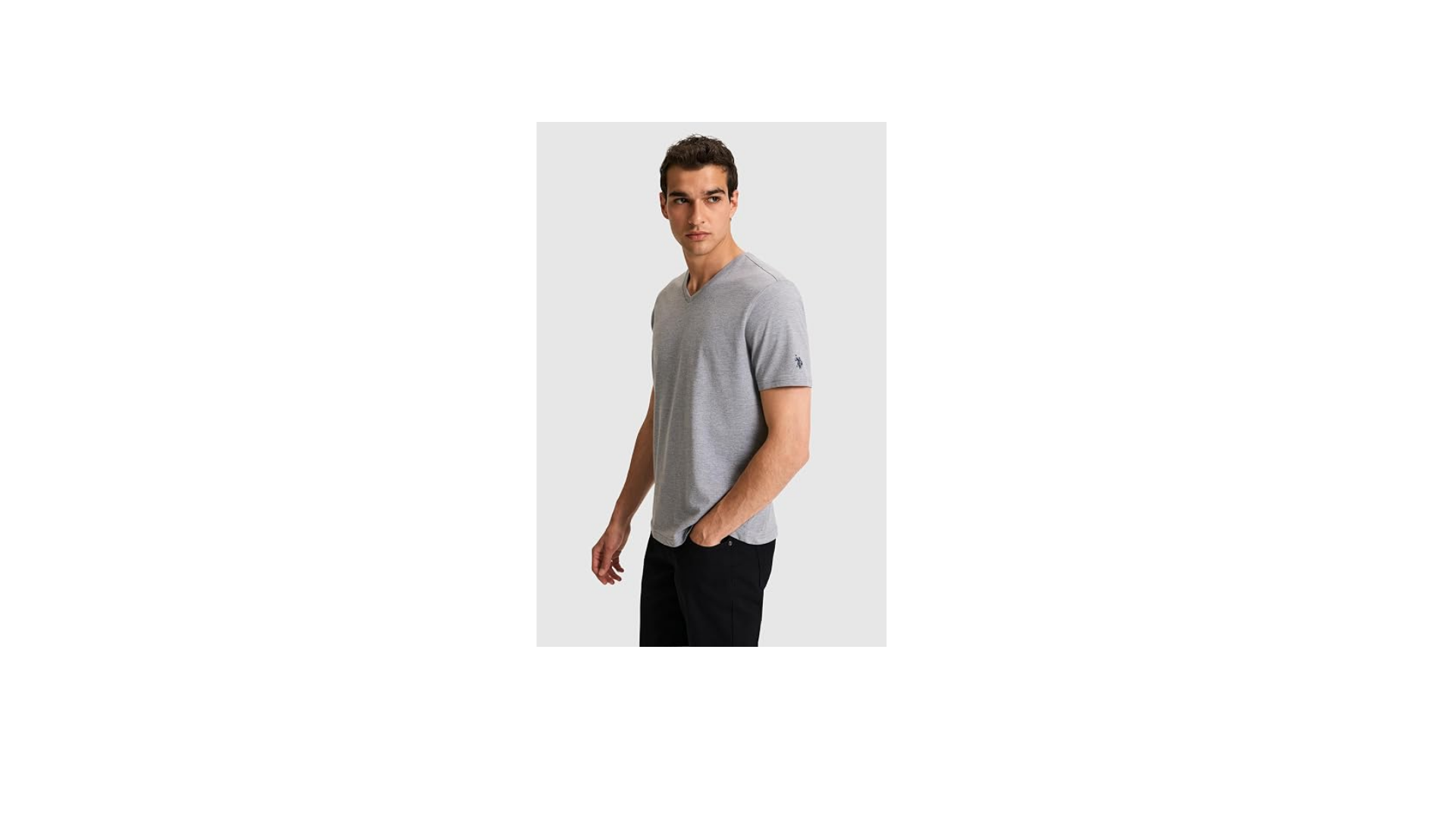 U.S. Polo Assn. Erkek Gri Melanj Tişört Basic 50326944-VR086