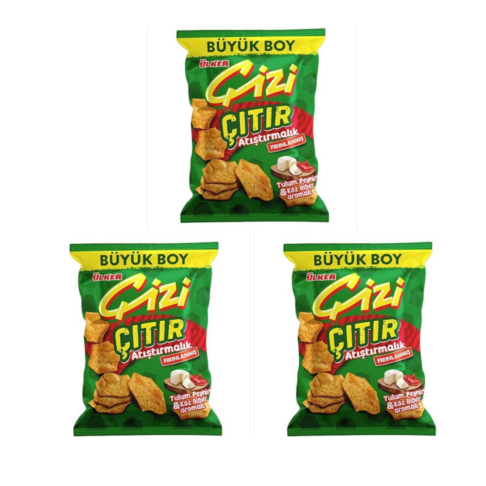 Ülker Çizi Çıtır Tulum Peyniri ve Köz Biber Aromalı 3 Adet