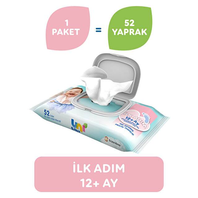 Uni Baby İlk Adım 12+ Ay 52 li Islak Mendil