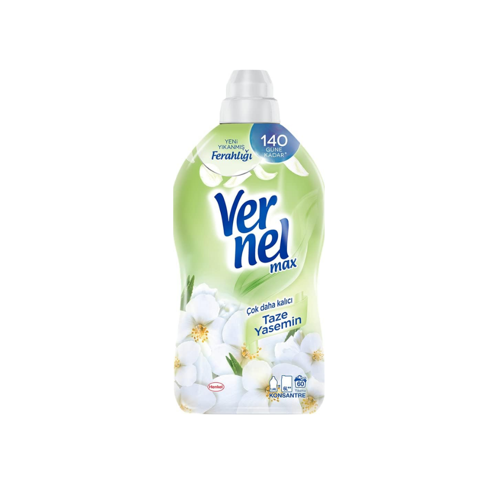 Vernel max Taze Yasemin Kokulu 60 Yıkama Konsantre Çamaşır Yumuşatıcısı (1 x 1440 mL)